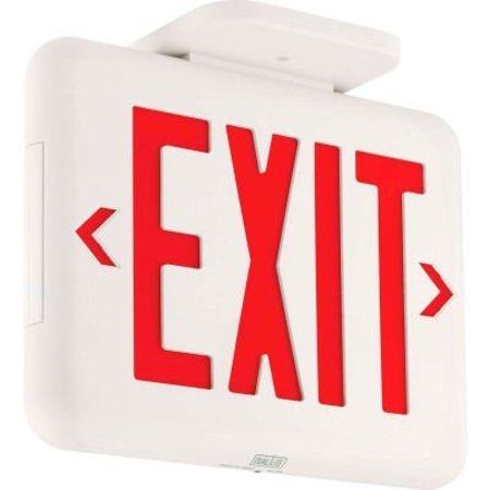 HUBBELL LIGHTING Hubbell Compact Architectural LED Exit Sign, White w/ Red Letters, 120/277V EVEURW